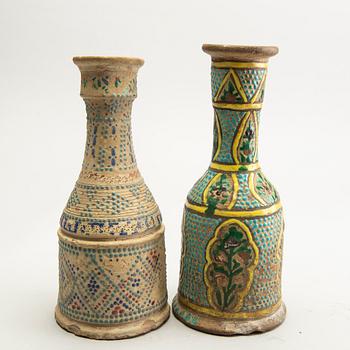 A group of 4 water pip bottles, Persia, presumably circa 1900.