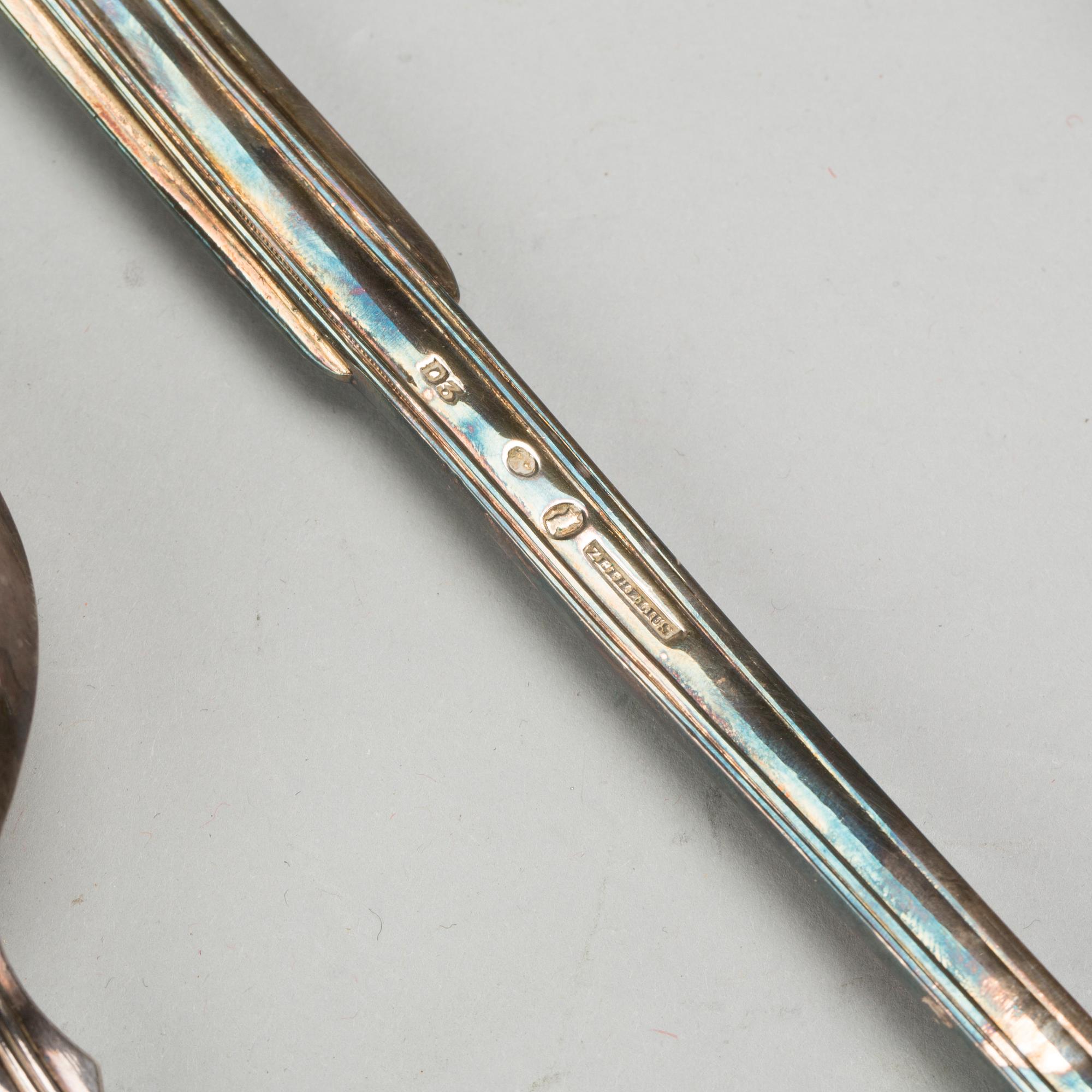 SERVERINGSBESTICK, 3 delar, silver, 1800-tal.