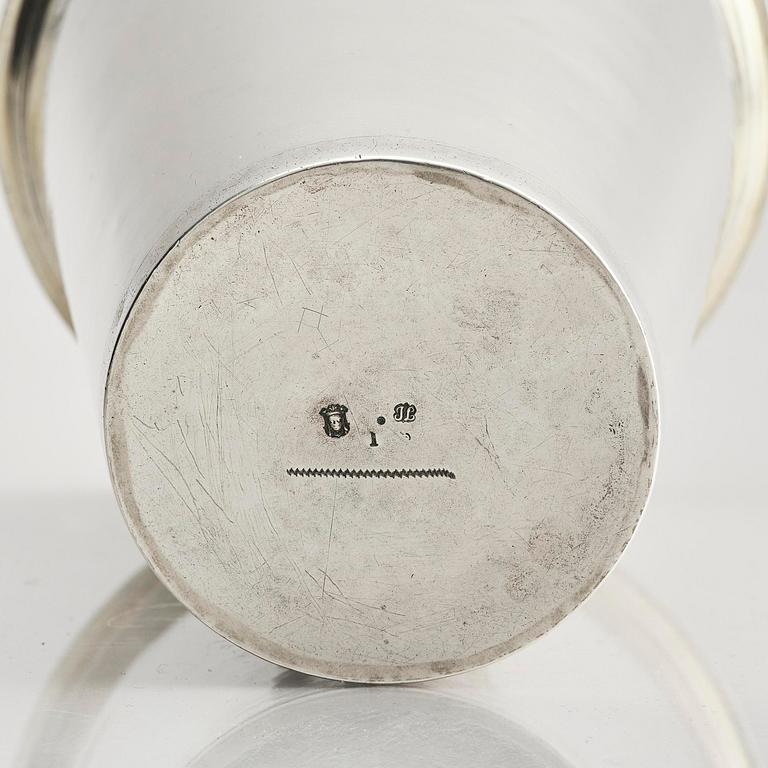 A Swedish late 17th century parcel-gilt silver beaker, mark of Johan Lund, Stockholm 1697.