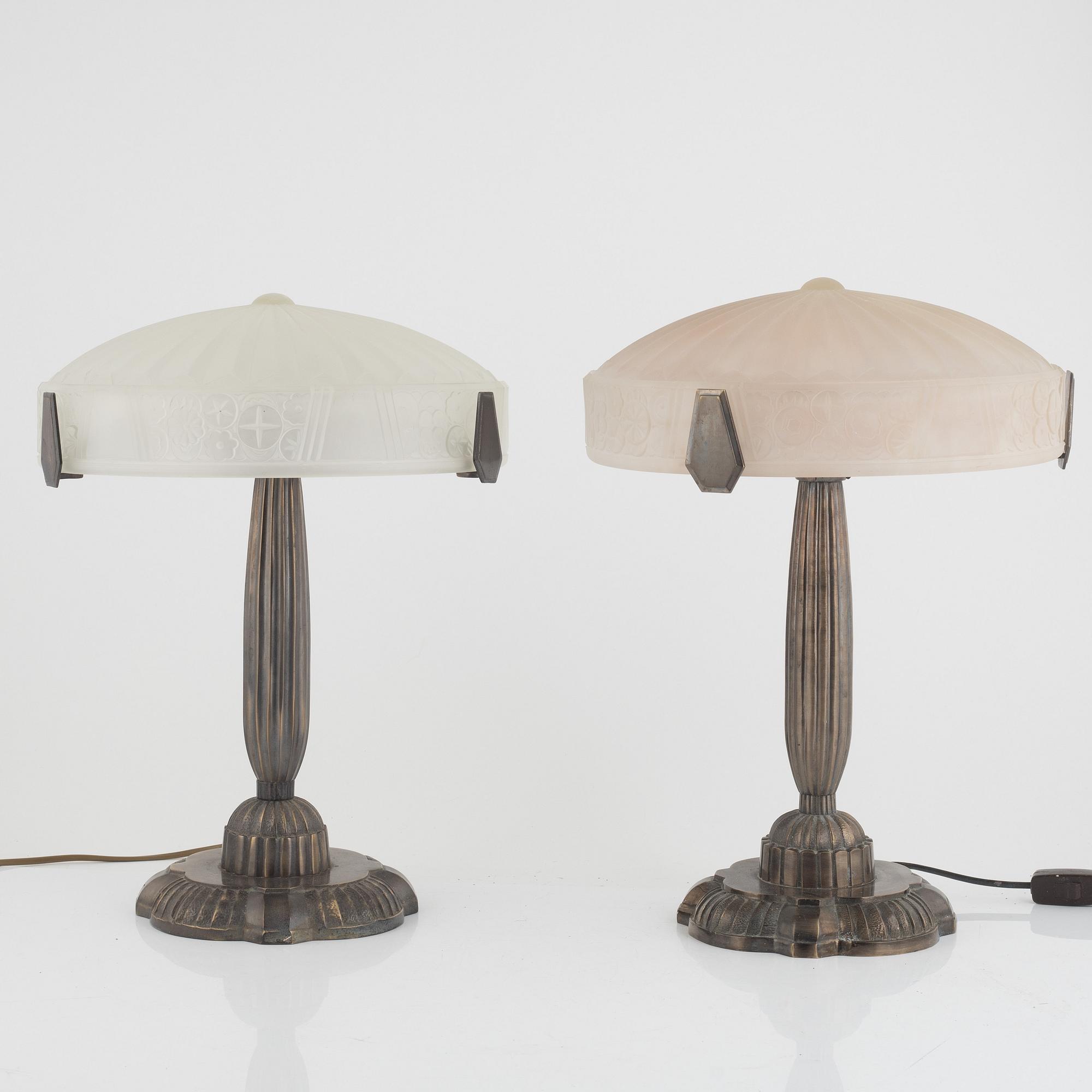 A Pair of Art Déco-Style Table Lamps, mid 20th Century.