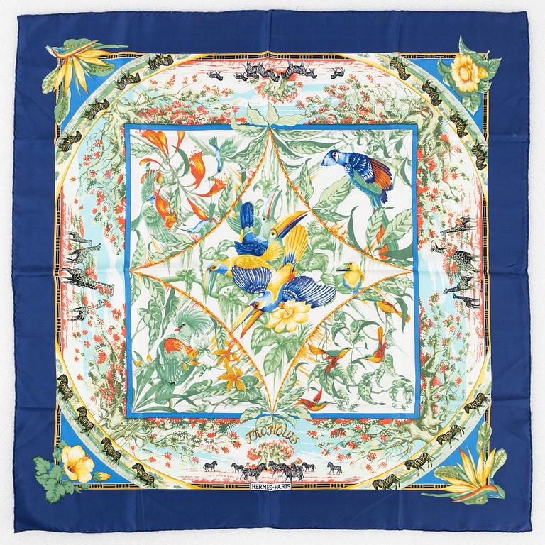 Hermès, a 'Tropiques' twill silk scarf.