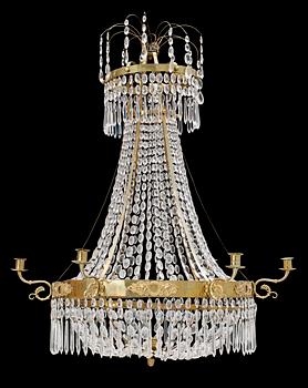 587. A Swedish Empire 1820/30's seven-light chandelier.