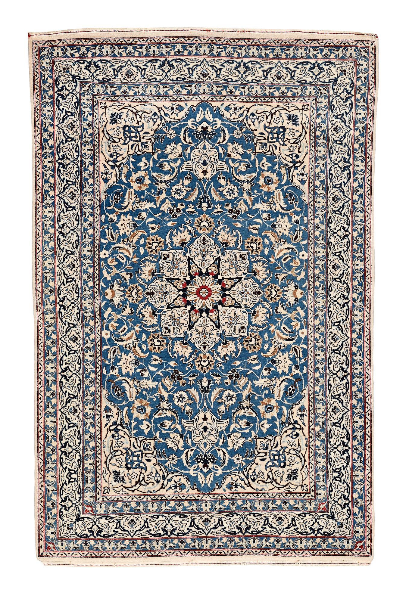 Matto, semi-antique Nain, part silk, ca 122,5 x 80 cm (as well as 1,5 cm flat weave at the ends).