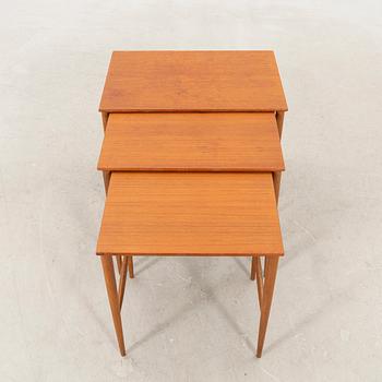 Bertil Fridhagen, nest of tables, 3 pcs, Svenska Möbelfabrikerna Bodafors, mid/second half of the 20th century.