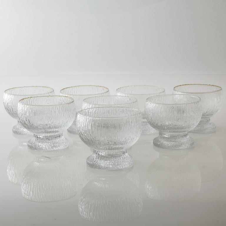 SKÅLAR, 8 st, glas, "Kekkerit", Iittala, 1900-talets andra hälft.