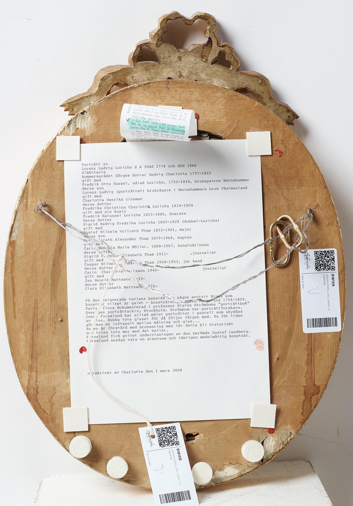 JONAS FORSLUND, pastel, not signed.