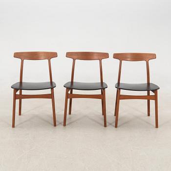 Henning Kjaernulf, chairs 5 pcs for Bruno Hansen Denmark 1960s.