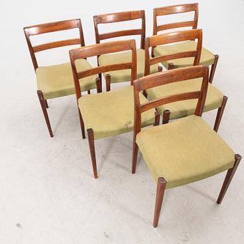 A Nils Jonsson jakaranda dining group 7 pcs Troeds Bra Bohag, Bjärnum, mid-20th century.