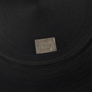 Five dishes, and one box with gaming chips, isolite with silver decor, Perstorp, Sweden, mid-20th century.