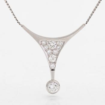 A 14K white gold necklace, brilliant-cut diamonds totalling approx 1.37 ct. Finnish import hallmarks 1988.