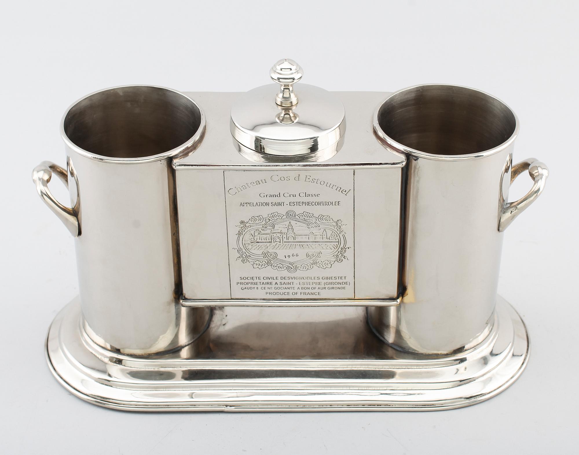 CHAMAPGNEKYLARE, nysilver, Chénas, 1900-talets andra hälft.