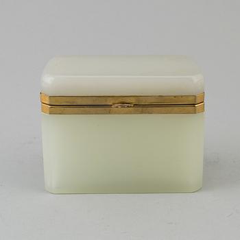 FRATELLI FERRO, a glass and brass box from Murano, Italy, mid 20th Century.