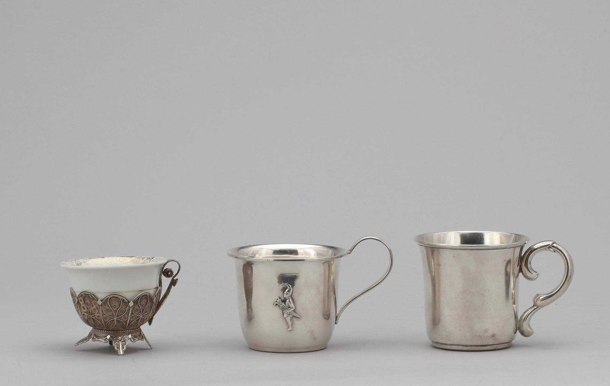 PARTI SILVER, 5 delar, bl.a. Danmark, vikt ca 235g, 1900-tal.