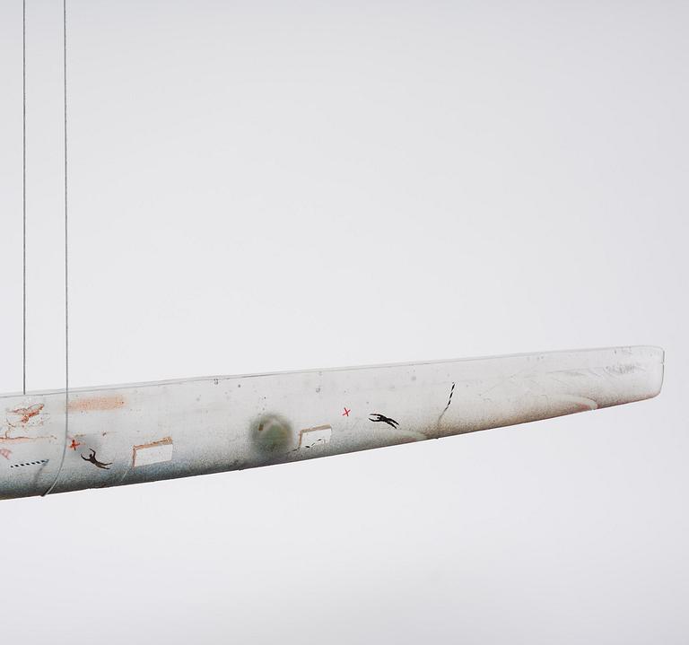 Bertil Vallien, a monumental sand cast glass sculpture of a boat, Kosta Boda, Sweden, 21st century.