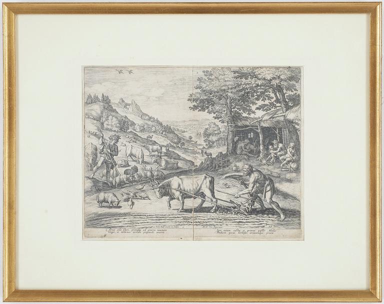 MARTEN DE VOS, efter, 2 st, kopparstick, 1600/1700-tal.