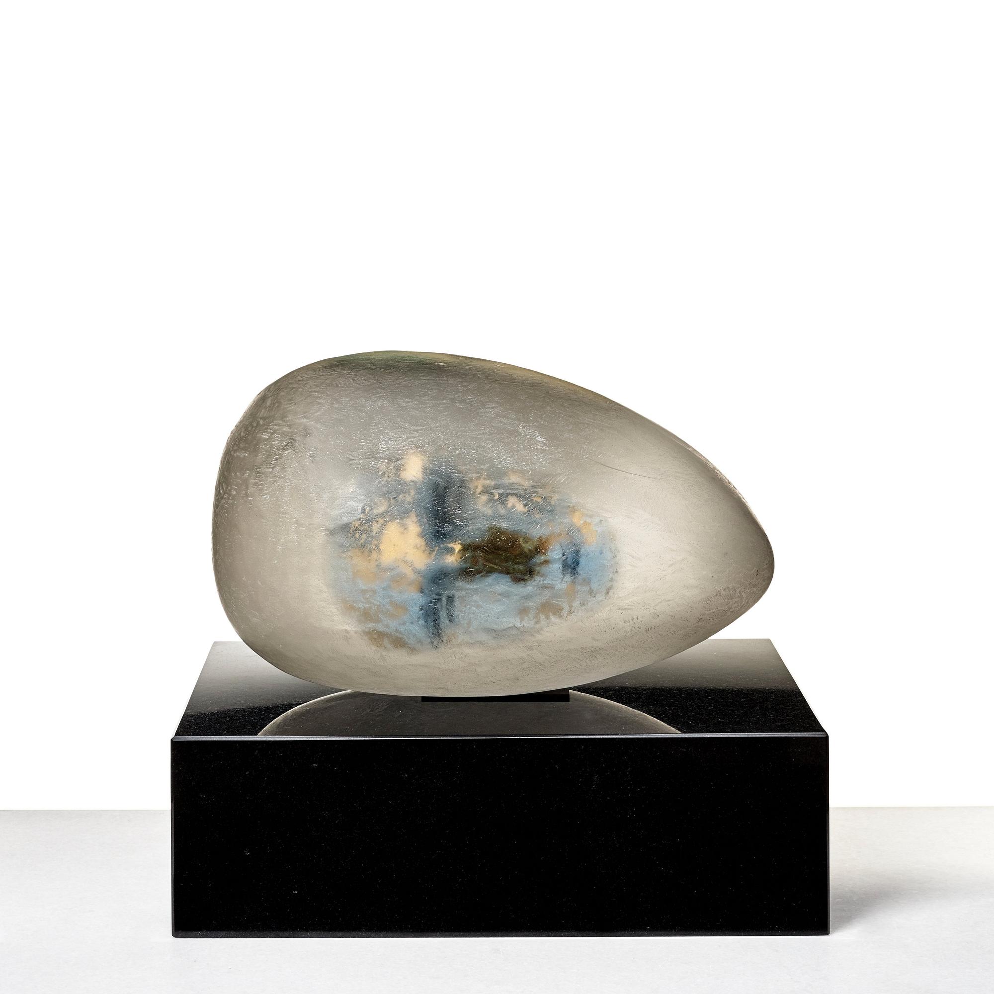 Bertil Vallien, skulptur, vilande huvud, "Resting head", Kosta Boda, unik.