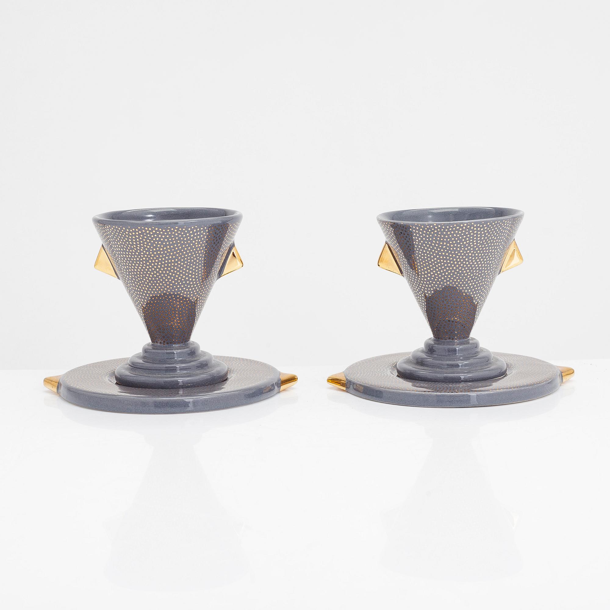 Matteo Thun, a Memphis 'Nefertiti' tea set, Bitossi, Montelupo Fiorentino, Italy 1980s.