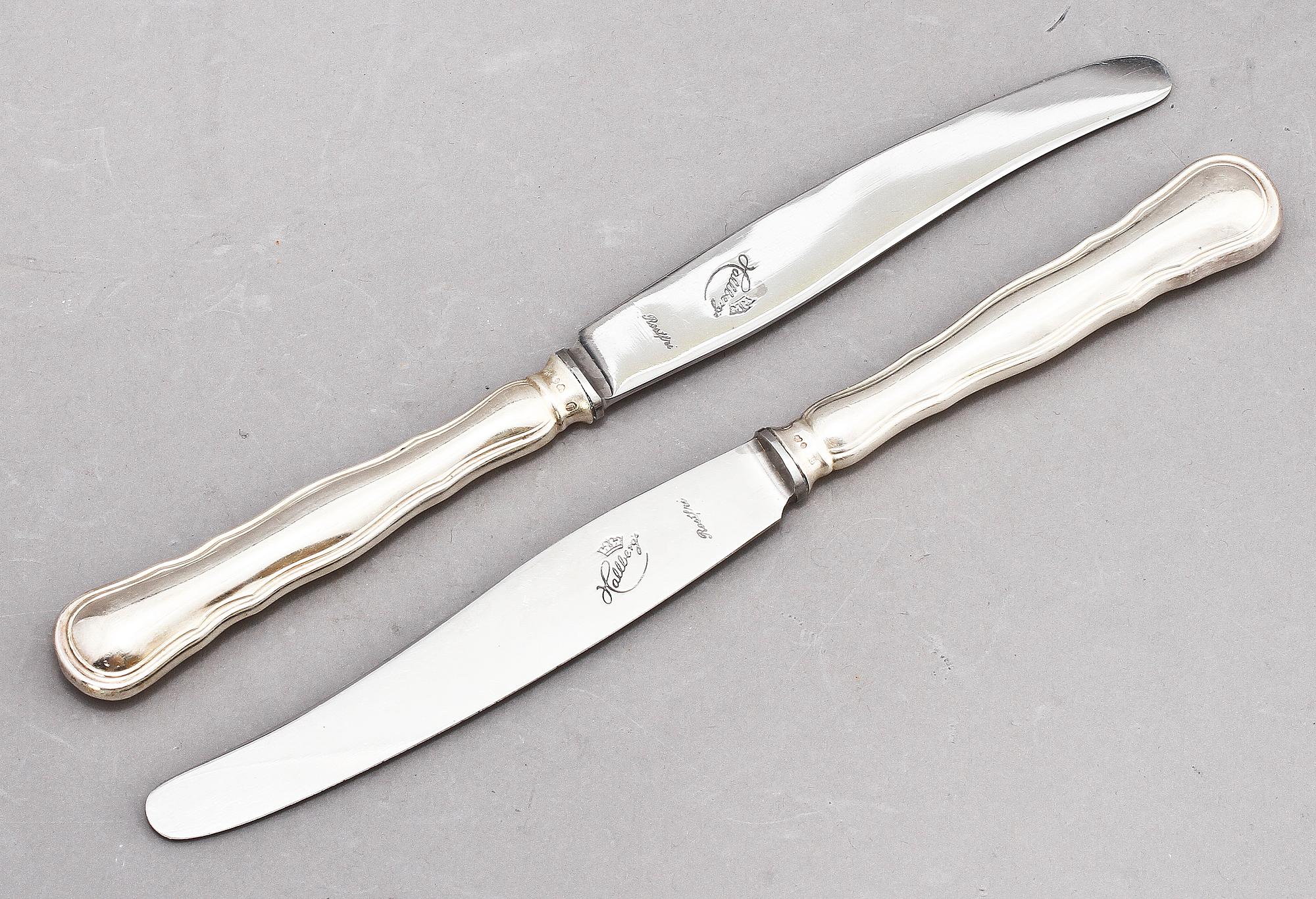 BESTICKSERVIS, 72 delar, silver, Gammal Dansk-liknande modell, 1900-tal. Tot vikt 3500 gram.