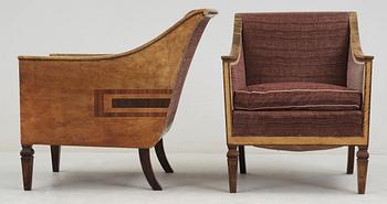 A pair of 1930's armchairs attributed to Axel Larsson,
Svenska Möbelfabrikerna, Bodafors.