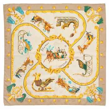 351. HERMÈS, a silk jacquard scarf, "Plumes de Grelots".