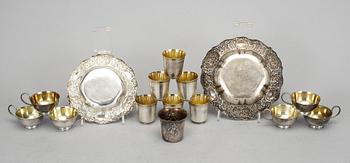 PARTI SILVER, 15 delar, 1900-tal. Tot vikt ca 618 g.