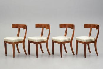 Four klismos chairs, circa 1900.