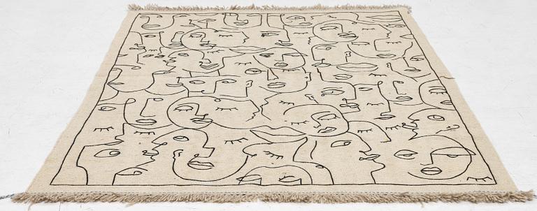 A hand-embroidered Kelim carpet, 203 x 148 cm.