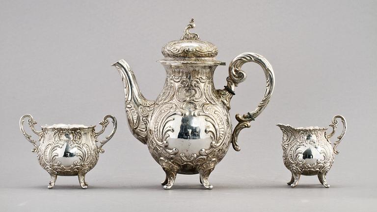 KAFFESERVIS, 3 delar, silver, 1952. Ca 1600 g.