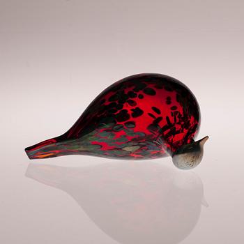 FIGURIN, glas, "Ruby Bird", signerad O. Toikka, Nuutajärvi.