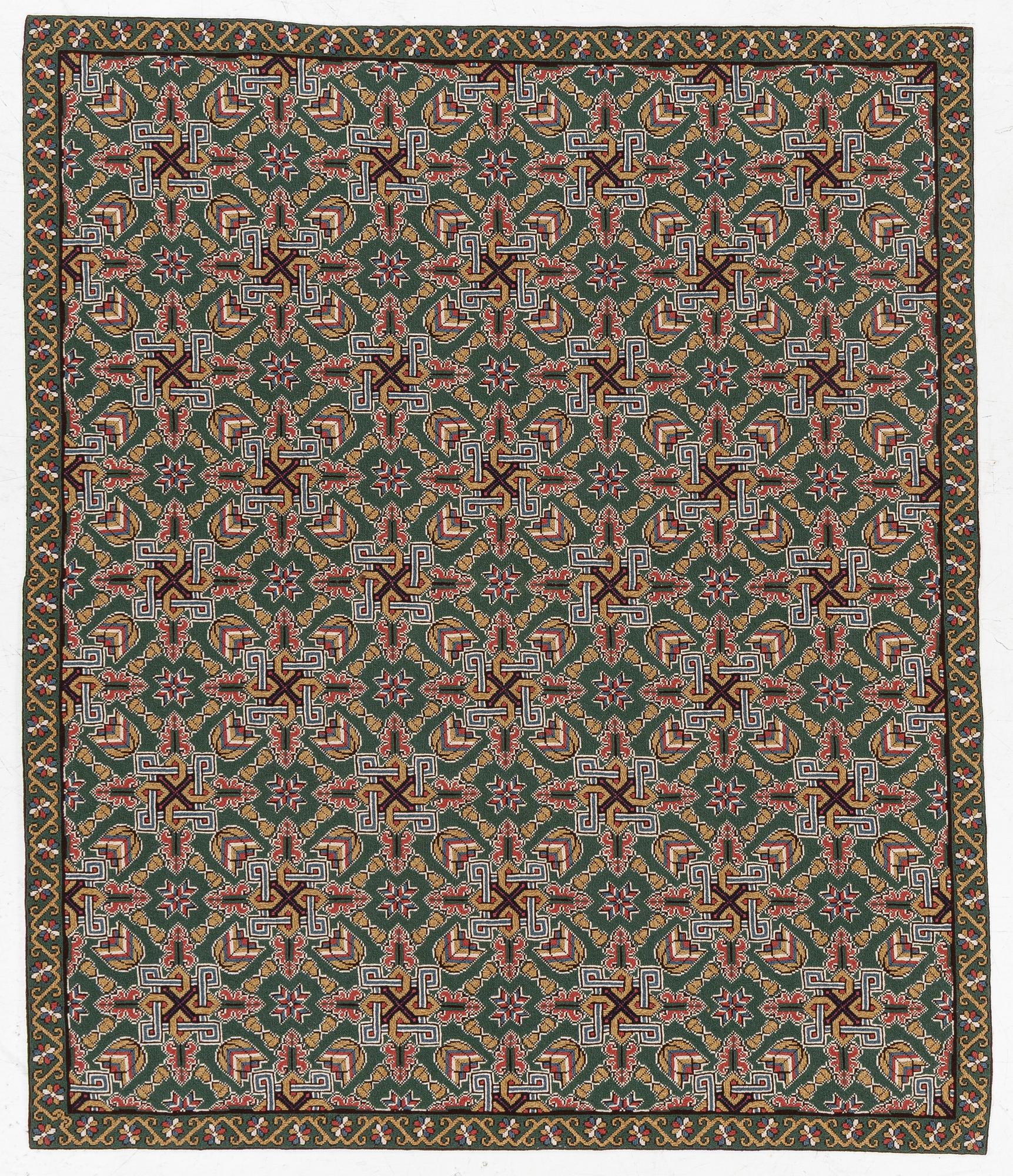 A cross-stitch embroidery bed cover, Scania c.. 188 x 160 cm, Scania, around 1900.
