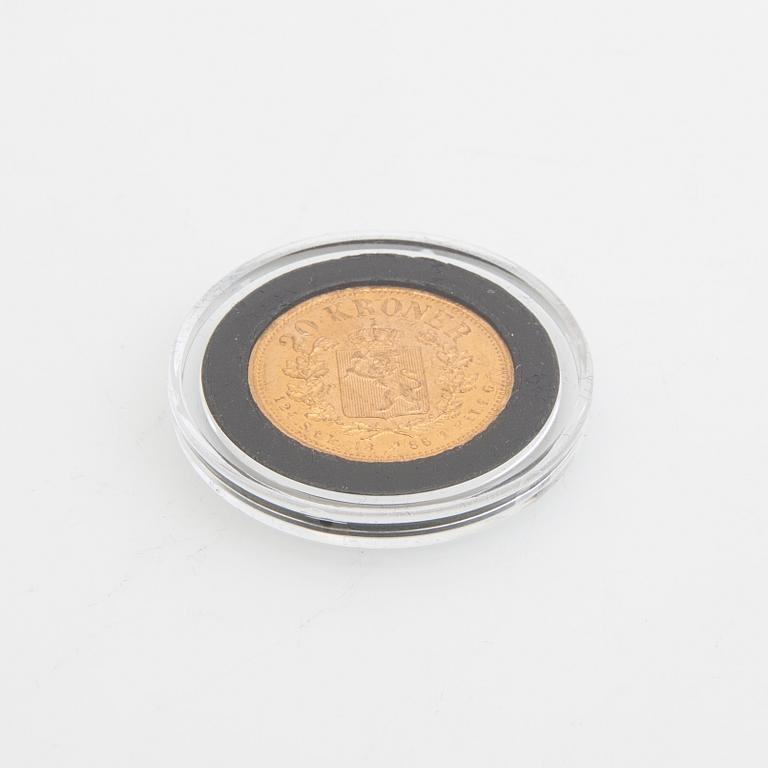 Guldmynt Norge, Oscar II 20 kr, 1886.