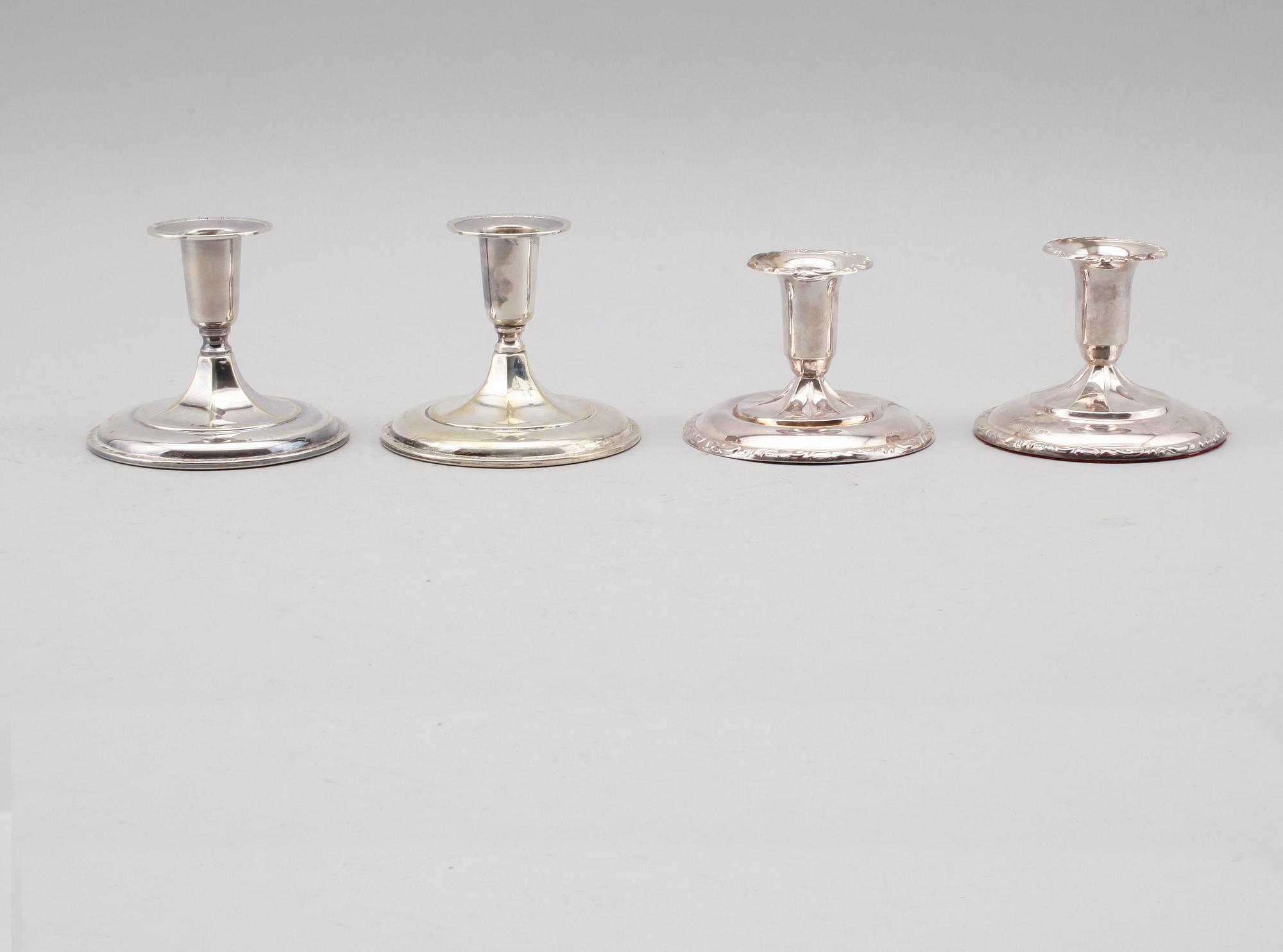 LJUSSTAKAR, 2 par, silver, 1900-talets första hälft.
