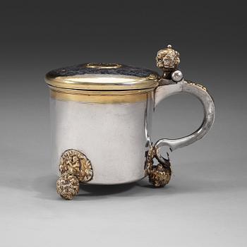 A Swedish 17th century parcel-gilt tankard, marks of Anders Larsson Brun (Norrköping -1659-1672-).