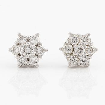 Earrings, a pair, white gold with brilliant-cut diamonds.