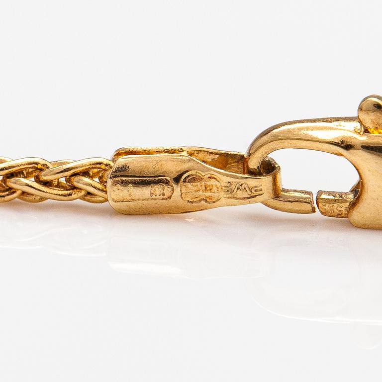 Halsband, 14K guld, turmalin och odlad pärla.