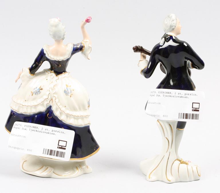 FIGURINER, 2 st, porslin, Royal Dux, Tjeckoslovakien.