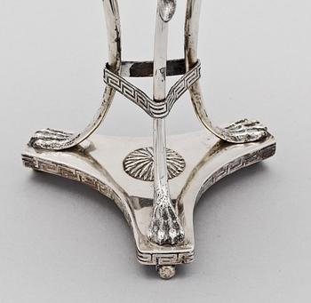 SOCKERSKÅL MED LOCK, silver, empire, Petter Adolf Sjöberg Stockholm 1815. Totalvikt 655 g.