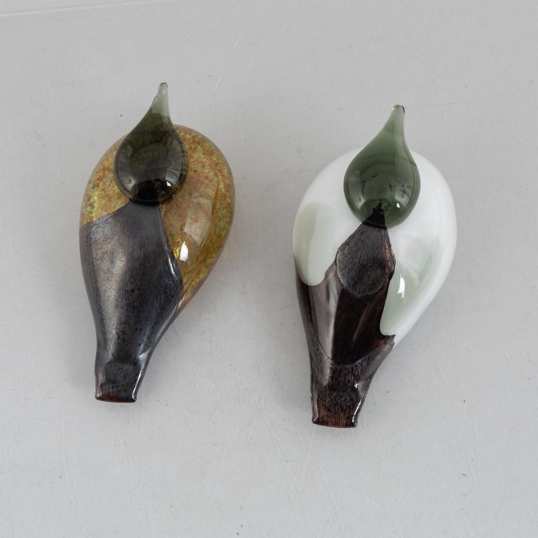 Oiva Toikka, glasfåglar, 2 st, Nuutajärvi, Notsjö, Finland.