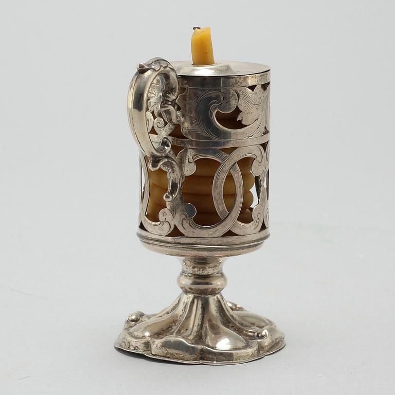 CHRISTOPHER CREUTZ, vaxljusstake, silver, Stockholm, 1859.