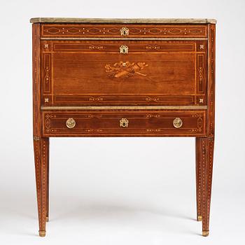 A Gustavian late 18th century secretaire by N P Stenström (master in Stockholm 1781).