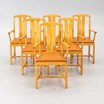 Carl Malmsten, Armchairs, 6 pieces, "Ambassadör", Åfors Möbelfabrik, late 20th century.