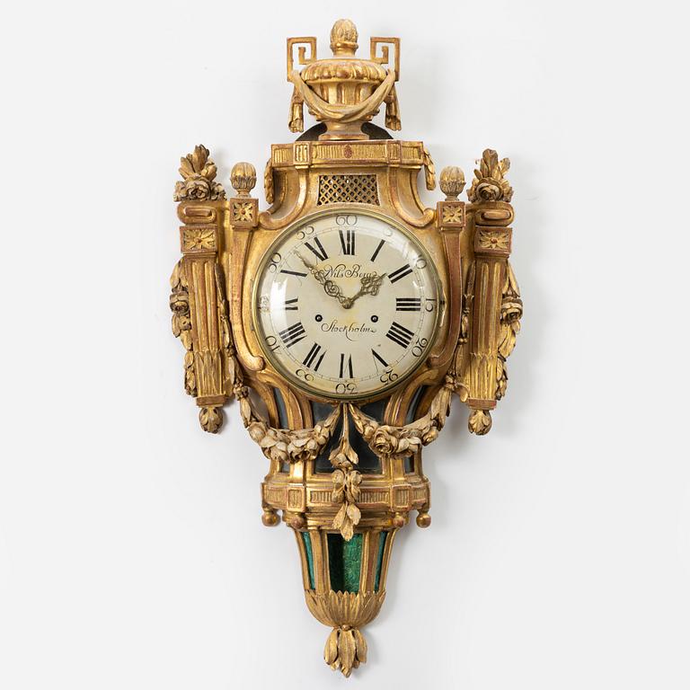 Väggpendyl, av Nils Berg (verksam i Stockholm 1751-94), Gustaviansk.