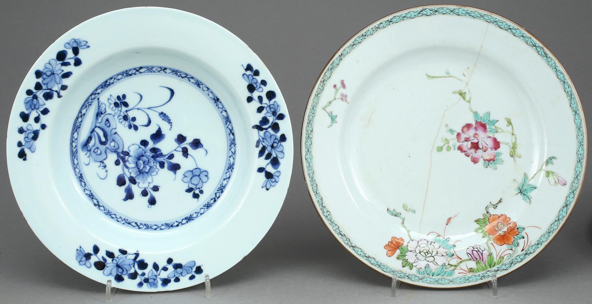 TALLRIKAR, 7 st, kompaniporslin, Kina, Qianlong 1736-95.