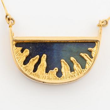 Juhani Linnovaara, necklace 18K gold and spectrolite, Lapponia 1978.