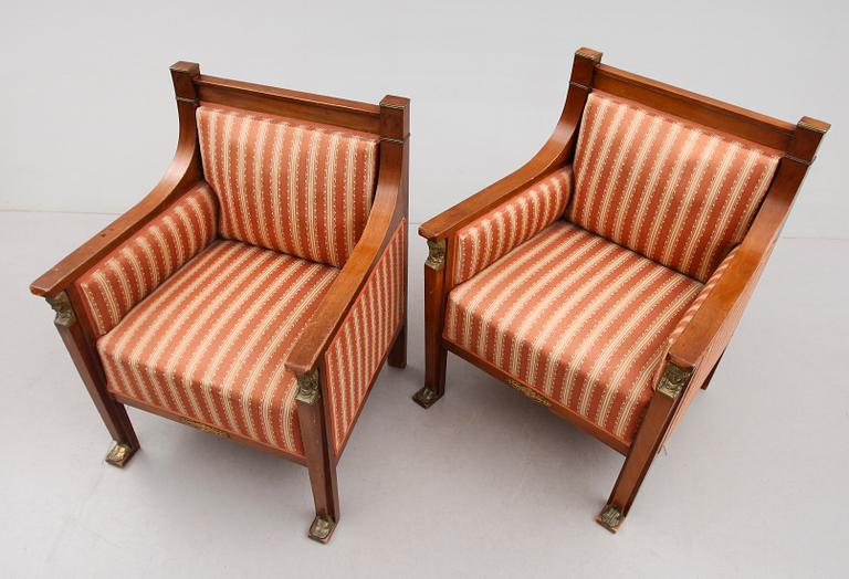 FÅTÖLJER, 1 par, empirestil, tidigt 1900-tal.