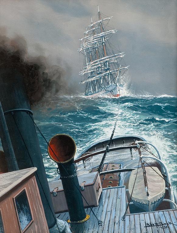 Adolf Bock, TOWING ON STORMY SEA.