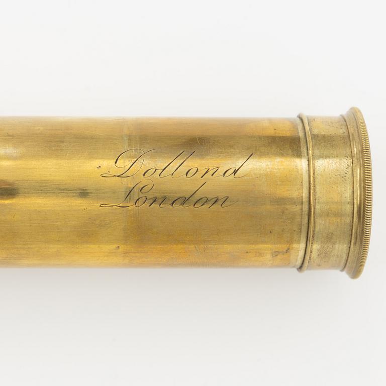 A cased telescope, 19th century, marked Dollond London.