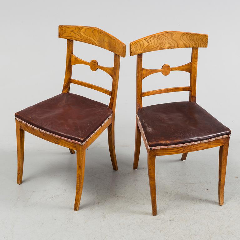 A set of six swedish Biedermeier chairs, first half of the 19th century.