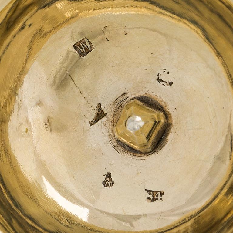 A silver sugar bowl, Moscow 1844. Unidentified maker's mark.