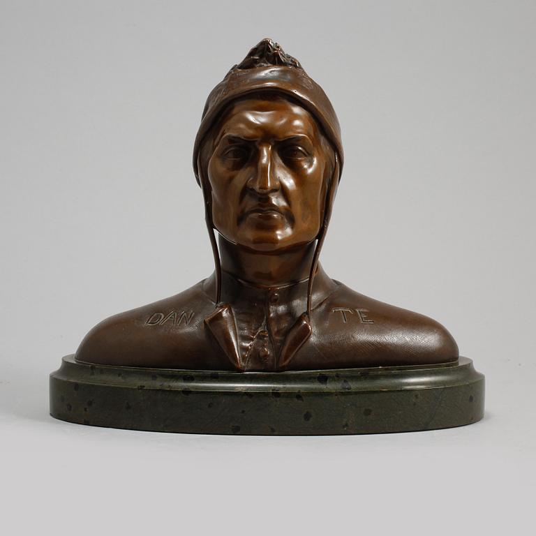 SKULPTUR, patinerad brons och sten, 1900-tal.